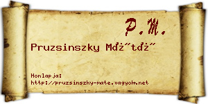 Pruzsinszky Máté névjegykártya