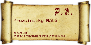 Pruzsinszky Máté névjegykártya